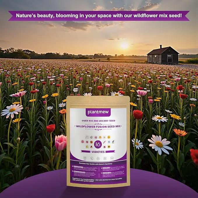 200,000 Wildflower Seeds Mix Bulk - Includes 16 Perennial Wildflower Seeds for Indoor & Outdoor Gardens - Premium Garden and Wildflower Seeds Combo by GreenHaven Gardens