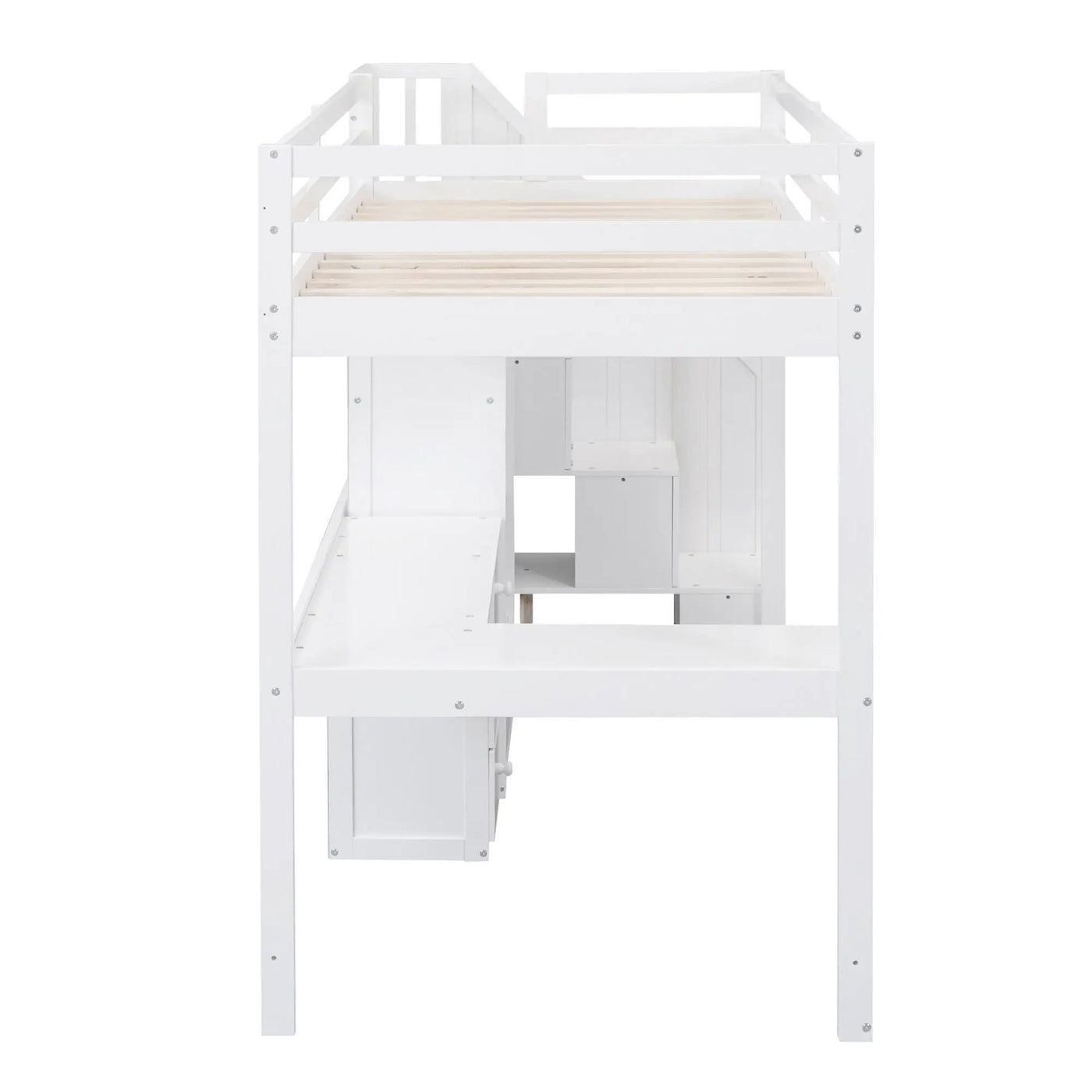 Loft Bed With L Shaped Desk, Drawers, Cabinet, And Storage Staircase by HouseOfZazla