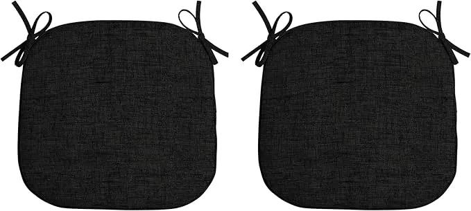 Arden Indoor/Outdoor Foam Seat Pad, 2 Pack, 17 x 16, Patio Cushion, Water Repellent, Fade Resistant, Foam Cushion Black Leala by GreenHaven Gardens
