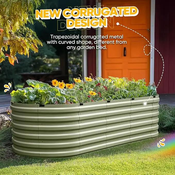 KING BIRD Raised Garden Bed Kit 2025 Upgraded Quick-Setup Galvanized Planter Garden Box Outdoor for Gardening, Vegetables, Flowers, 94x36x23 in, Olive Green by GreenHaven Gardens