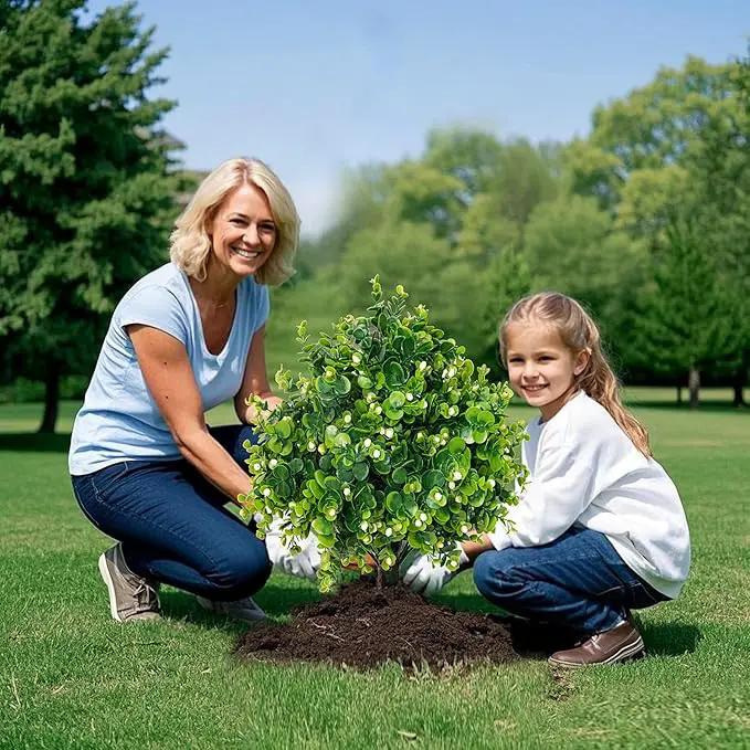 Artificial Boxwood Topiary Ball Trees 21.6" Tall UV Resistant Artificial Bushes, Set of 2 Faux Plants with Spike Easy to Push in The Ground for Indoor Outdoor Garden by GreenHaven Gardens