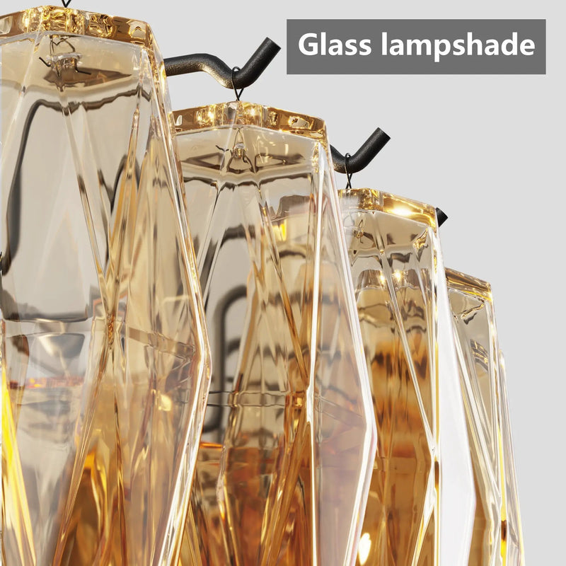 54-Inch Black Rectangular 12-Light Smoke Glass Chandelier by HouseOfZazla