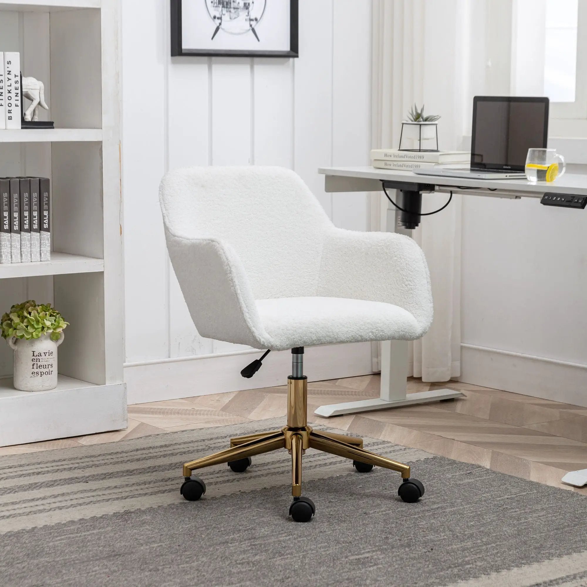 Modern Adjustable Height 360 Revolving Home Office Chair With Metal Legs And Universal Wheel For Indoor by Unique Piece Furniture