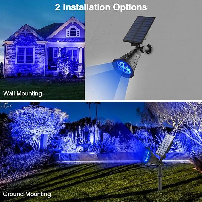 T-SUN Blue Solar Spotlights, Solar Lights Outdoor Waterproof, Auto ON/Off Adjustable Solar Garden Pond Lights for Tree, Patio, Yard, Garden, Driveway, Stairs, Pool Area (Blue- 2 Pack) by GreenHaven Gardens