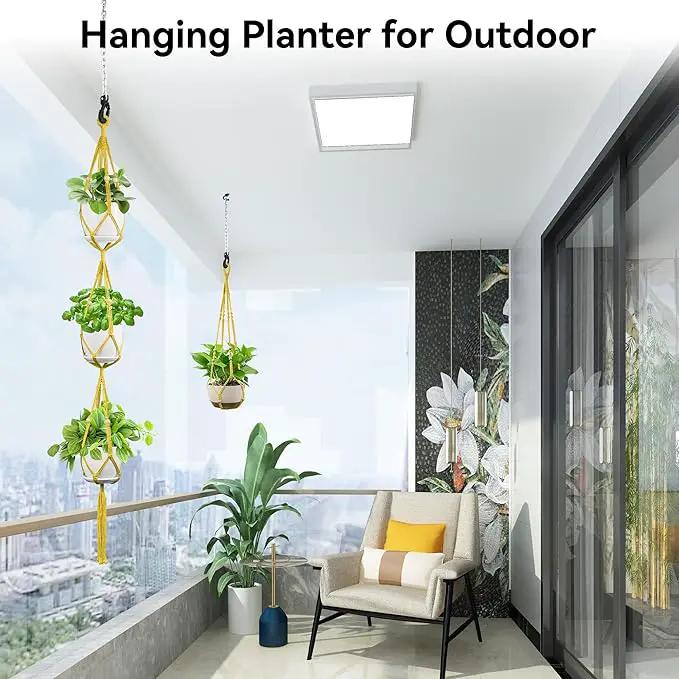 USLAI Macrame Plant Hanger Indoor Outdoor, Up to 4-15 inch Pot, Heavy 20lb Planters, Extra Long Strong Hanging Planter Basket Holder, Boho Home Decor, 35+72 Inch, Yellow (POTS NOT Included) by GreenHaven Gardens