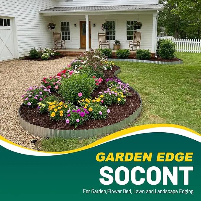 Corrugated Metal Garden Edging, 8"×10Ft Durable Landscape Border for Garden, Lawn, Flower Beds and Paver Edging (Silver) by GreenHaven Gardens