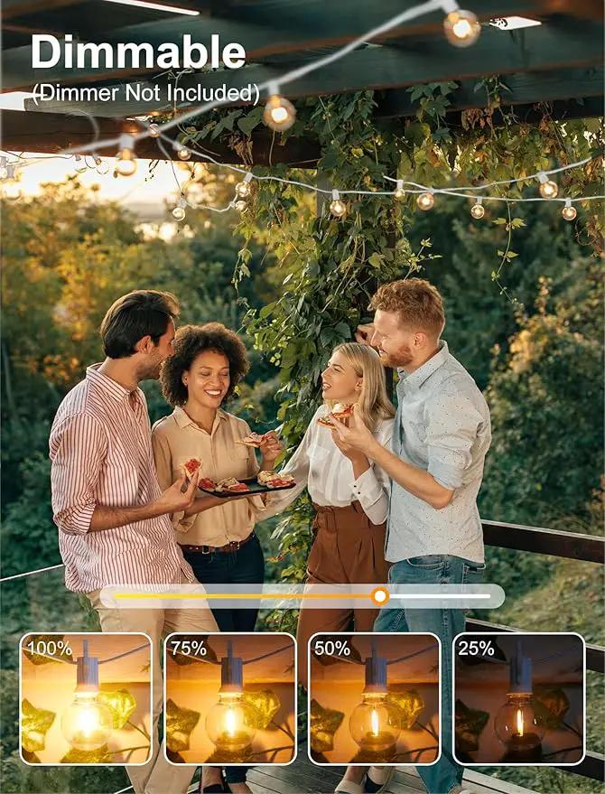 Brightown 25 Feet LED Outdoor String Lights with Shatterproof G40 Edison Bulbs, Connectable and Weatherproof Strand, Commercial Grade Patio Lights for Backyard Garden Patio Decorative, White by GreenHaven Gardens