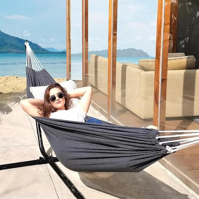 ANYOO Cotton Hammock Portable Camping Hammocks for Hanging Sturdy Garden Comfortable Fabric Hammock with Tree Straps Up to 660lbs with Travel Bag for Camping Outdoor/Indoor Patio Backyard by GreenHaven Gardens
