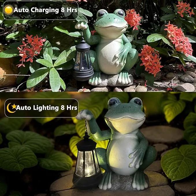 YODY Solar Garden Statues Outdoor Decor- Yard Decorations for Patio, Balcony, Backyard, Lawn Ornaments - Frog Figurines with LED Light- Unique Birthday House Warming Gifts for Women, Mom, Dad by GreenHaven Gardens
