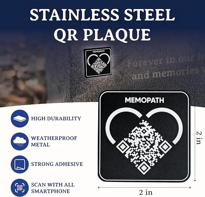 3 pcs QR Memorial Plaque and Memorial Webpage - Cemetery Plaques for Grave, Cemetery Qr Code, Memorial Qr Code for Headstone, Memorial Plaques, Memorial Gifts for Loss of Loved One by GreenHaven Gardens