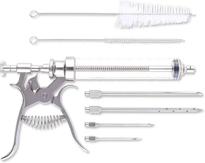 J&B Goods Professional Automatic BBQ Meat Marinade Injector Gun Kit with Case, 2 oz Large Capacity Barrel and 4 Commercial Grade Marinade Needles. by GreenHaven Gardens