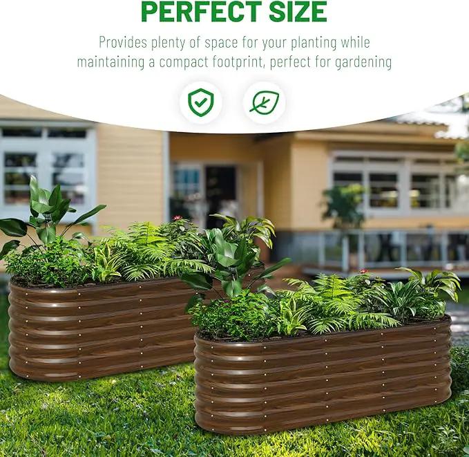 SnugNiture Galvanized Steel Raised Garden Bed, 6x2x2 ft, Outdoor Oval Deep Root Planter Box for Growing Vegetables, Flowers and Fruits by GreenHaven Gardens