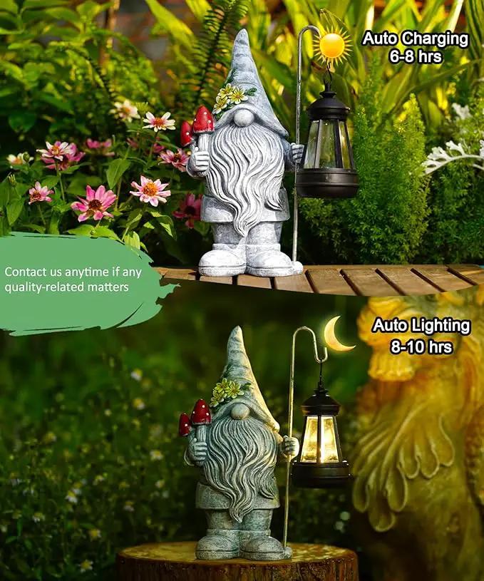 Solar Gnome Statue for Outdoor Decor: Outside Garden Sculpture for Yard Lawn Balcony Patio Porch- Birthday Gifts for Mom Women Grandma by GreenHaven Gardens