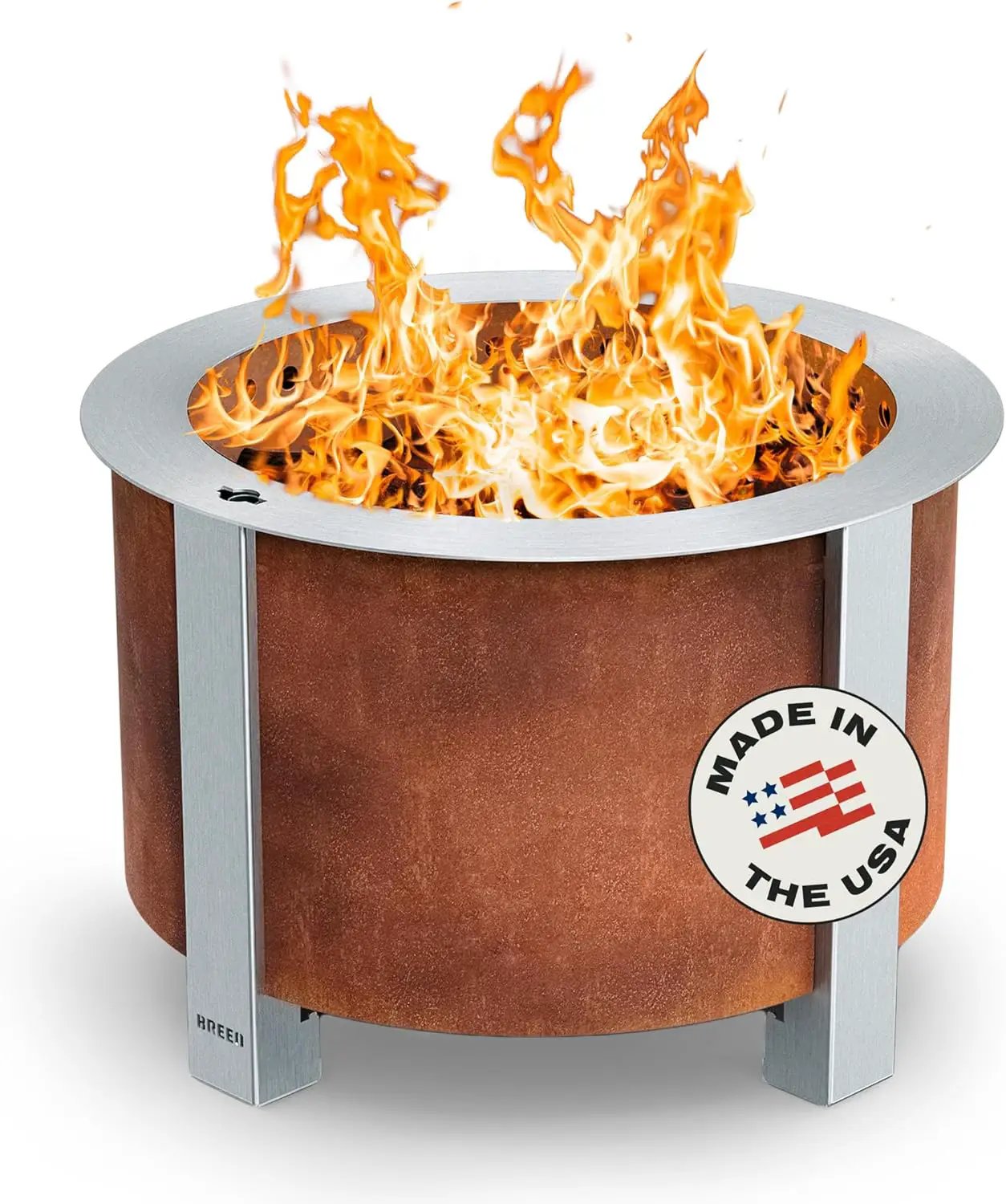 Breeo Smokeless Fire Pit (X Series 19, Corten Steel) | 22.1 inch Smokeless Fire Pit for Outside | 47 Pounds | Ideal for Families | Compatible with Wide Range of Breeo Accessories by GreenHaven Gardens
