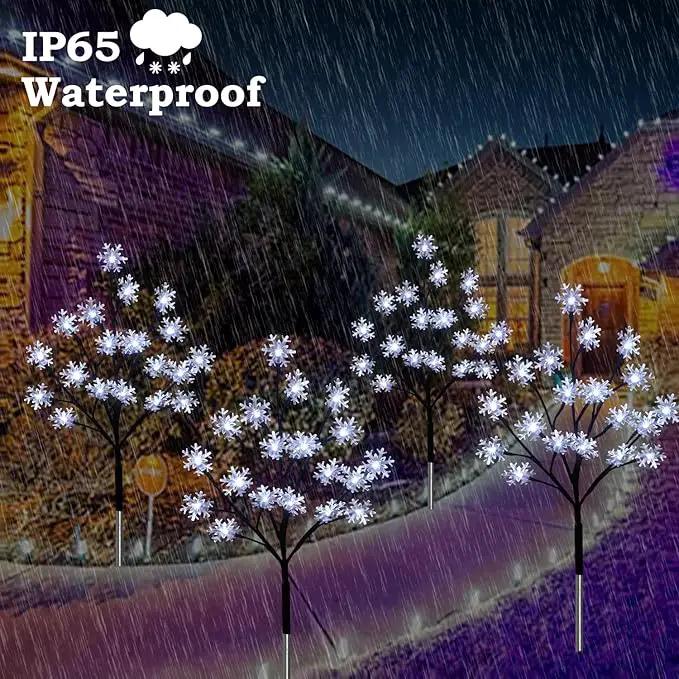 4-Pack 80LED Solar Snowflake Stake Lights - 8 Modes, Waterproof Outdoor Christmas Decorations for Garden, Yard, Pathway, Walkway by GreenHaven Gardens