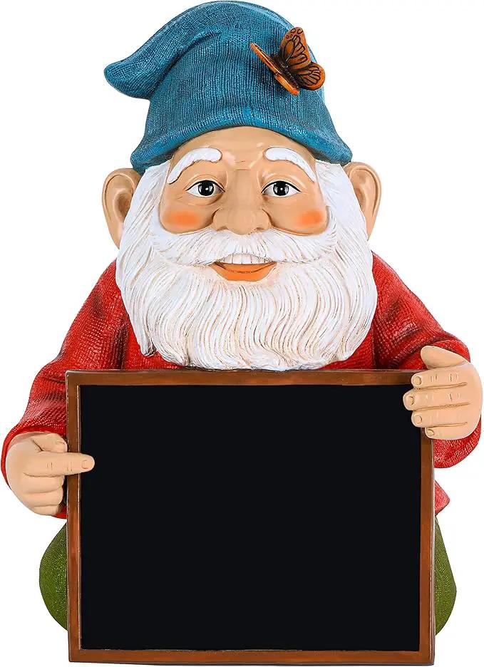 Mood Lab Garden Gnome with Chalkboard Sign - Funny Gnome Statue - 8.7 Inch Tall Lawn Figurine - for Outdoor & House Decor by GreenHaven Gardens