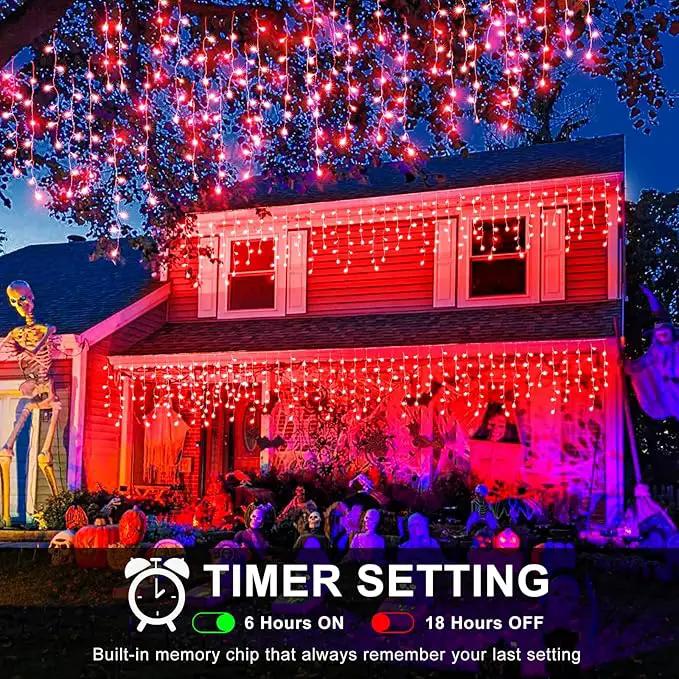 Christmas Icicle Lights Outdoor, 66Ft 640 LED Icicle Lights for Outside with 8 Modes Timers, Waterproof Plug in String Light for House Yard Eave Patio Wedding Party Holiday Decorations, Red by GreenHaven Gardens