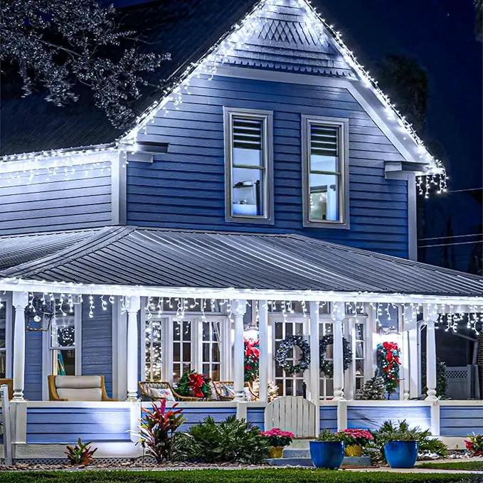 Christmas Icicle Lights Outdoor, 640 LED 66FT Icicle Lights for Outside with 8 Modes Timers, Waterproof Plug in Connectable String Light for House Roof Garden Party Wedding Decorations, White by GreenHaven Gardens