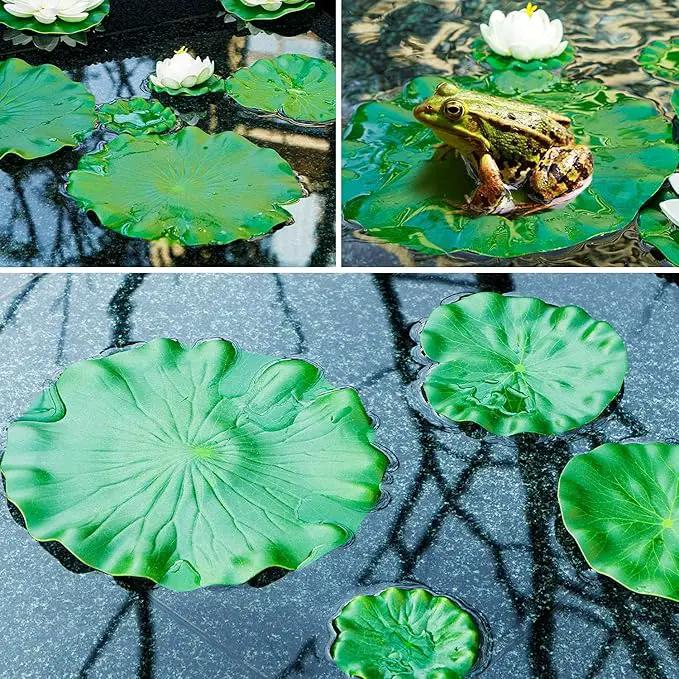 Lily Pad for Ponds, 9 PCS Artificial Lotus, Realistic Water Floating Foam Lotuses Fake Lily Pad for Home Garden Patio Pond by GreenHaven Gardens