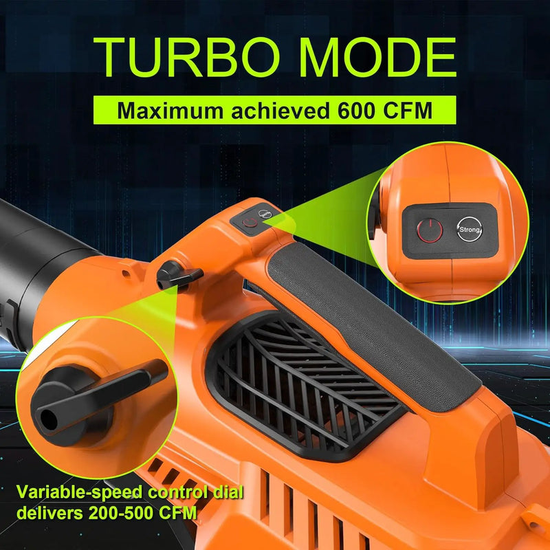 Leaf Blower Cordless with Battery - 40V Powerful Electric Leaf Blower, 600CFM &180MPH and Variable-Speed with 5.0Ah Battery and Charger for Lawn Care, Patio, Dust, Blowing Leaves (Orange) by GreenHaven Gardens
