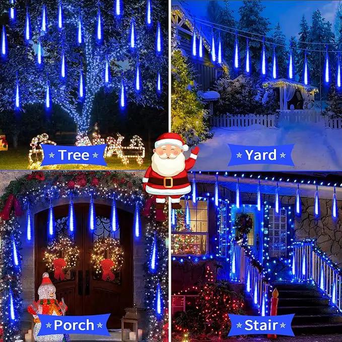 High Brightness 10 Tube 540 LED 20 Inch Meteor Shower Rain Lights Cascading Falling Rain Outdoor Lights for Christmas Roof Eaves Tree Decoration Icicle Raindrop by GreenHaven Gardens