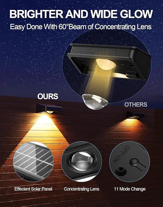 10 Pack Solar Fence Lights - 3 Modes, 9 Colors Outdoor Solar Lights, Waterproof IP 65, 35lm for Step, Stair, Deck, Wall, Patio, Walkway, Porch by GreenHaven Gardens