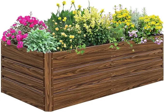 SnugNiture Galvanized Raised Garden Bed 8x4x2FT Outdoor Large Metal Planter Box Steel Kit for Planting Vegetables, Flowers by GreenHaven Gardens