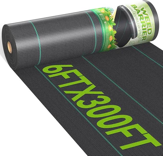 6ftx300ft Weed Barrier Landscape 3.2oz Fabric Heavy Duty, Woven Weed Control Cloth, Woven Geotextile Fabric for Underlayment, Gardening Ground, Commercial Driveway Weed Block Cover Mat by GreenHaven Gardens