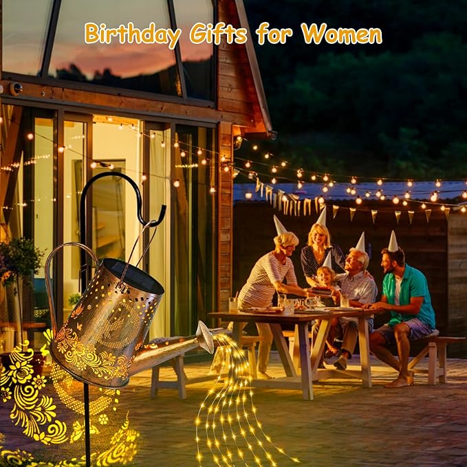 YJFWAL Solar Watering can with Lights, Unique Gifts for Mom Grandma Women Birthday, Waterproof Gardening Gifts Watering Can with Cascading Lights Outdoor Decor for Garden Patio Yard Pathway Backyard by GreenHaven Gardens