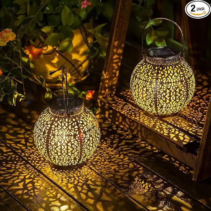 2Pack Outdoor Solar Lanterns Waterproof, Garden Gifts for Women, Rose Patio Garden Decor Lights , Warm White LED Table Lamp for Yard Art, Porch, Mothers Day Mom Grandma (Antique Bronze ) by GreenHaven Gardens