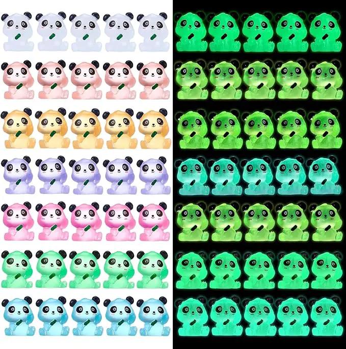 70Pcs Luminous Mini Resin Pandas, Tiny Resin Panda Figurines Miniature Resin Animals Figurines Glow in The Dark Mini Panda Figurines Bulk for Garden Landscape DIY Ornament Cake Topper Decor by GreenHaven Gardens