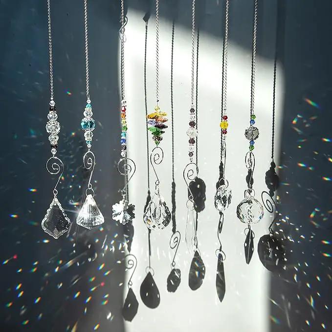 H&D HYALINE & DORA Set 7 Crystal Rainbow Suncatcher Glass Bead Chain Fengshui Hanging Pendant for Window Garden Party by GreenHaven Gardens