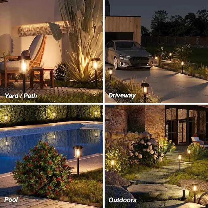XMCOSY+ Solar Pathway Lights, 20 LM Bright Solar Light Outdoor, Waterproof Seed Glass & Metal Solar Powered Garden Lights, Outside Solar Lights for Yard Lawn Landscape Walkway(Black & Grey) by GreenHaven Gardens