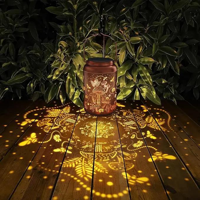 2 Pack Solar Lanterns Outdoor Waterproof, Mushroom Garden Decor Gifts for Women Mom Grandma Hanging Solar Lights Metal Solar Decoration Outside LED Lanterns for Yard, Patio, Lawn by GreenHaven Gardens