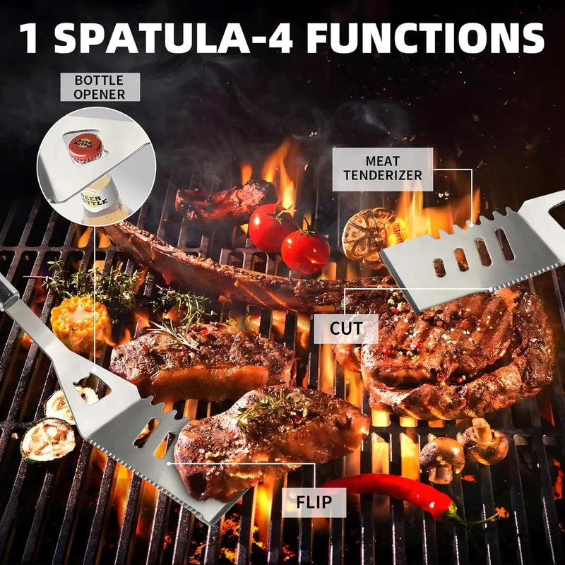 11Pcs Stainless Steel BBQ Grilling Accessories Set, Dad Gifts for Fathers Day Grilling Gifts,Portable Practical Grill Tools Utensils Kit with Storage Bag for Outdoor Grill Camping Backyard by GreenHaven Gardens