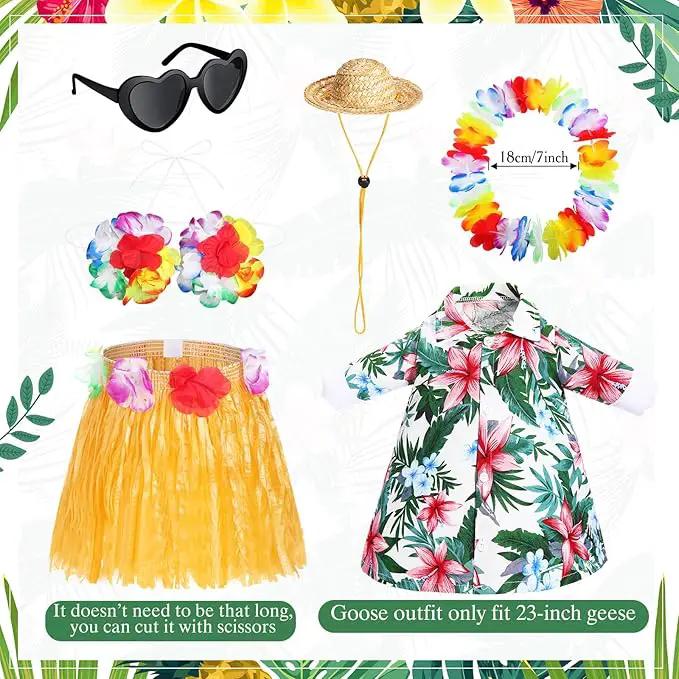 2 Set Hawaiian Luau Porch Goose Outfit for Lawn 23'' Plastic Goose Clothes Costume Summer Outdoor Decor(Hula Skirt) by GreenHaven Gardens