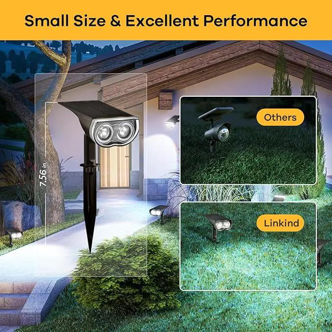 Linkind StarRayS 12 LEDs Landscape Solar Spotlights, Solar Powered Dusk-to-Dawn Outdoor Garden Lights, 350LM 3000K Warm White, IP67 Waterproof for Garden Yard Patio Driveway Porch, 2-Pack by GreenHaven Gardens