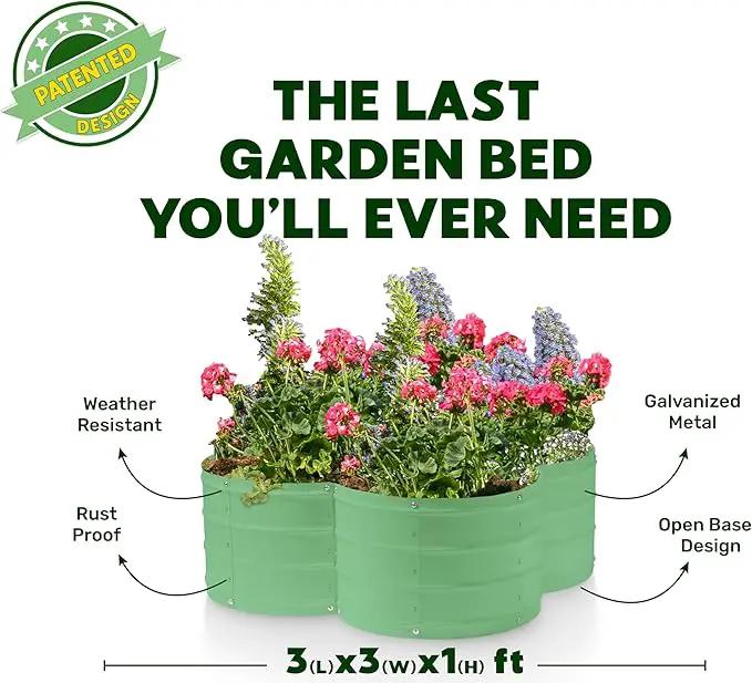 Galvanized Raised Garden Beds Outdoor // 3×3×1 ft Planter Raised Beds for Gardening, Vegetables, Flowers // Large Metal Garden Box (Light Green) // Patented Tool-Free Design by GreenHaven Gardens