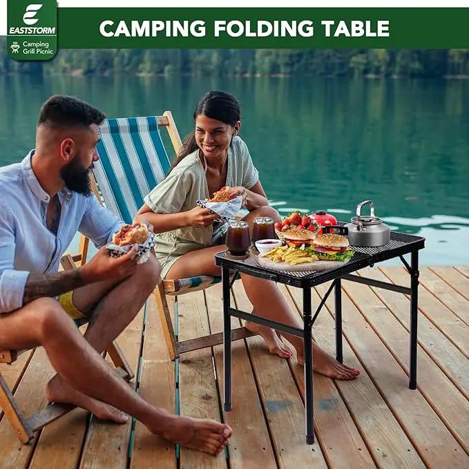 Small Folding Table, Easy for Storage, Compact and Portable Picnic Table for Grill, Outdoor Camping, Garden, Patio, Dining, BBQ, Party, Market, 2Ft (Small, Black), 23.6" L x 15.8" W by GreenHaven Gardens