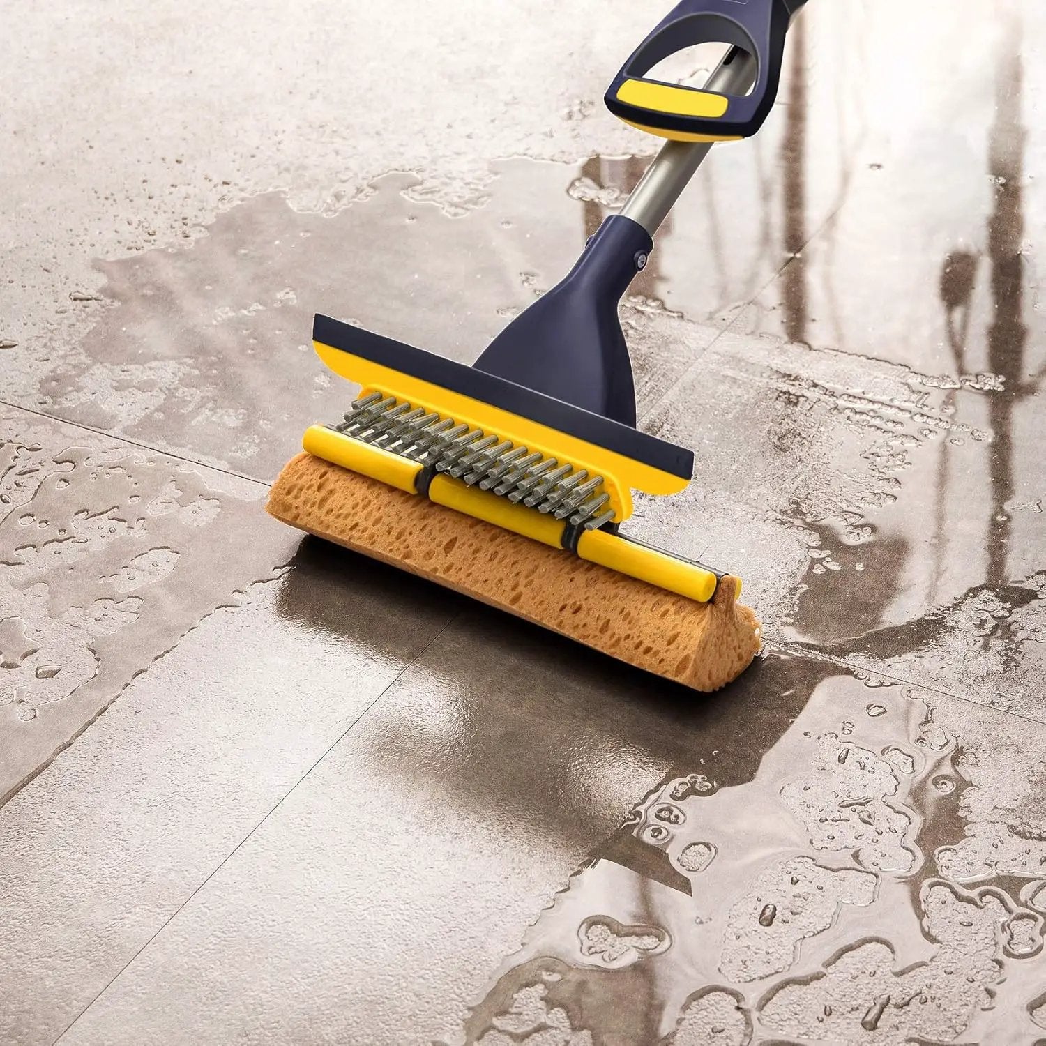 Yocada Sponge Mop Home Commercial Use Tile Floor Bathroom Garage Cleaning Total 2 Sponge Heads NOT 3 Telescopic Handle Squeegee from 42.5 to 52 Inches Easily Dry Wringing only 2 Heads by GreenHaven Gardens