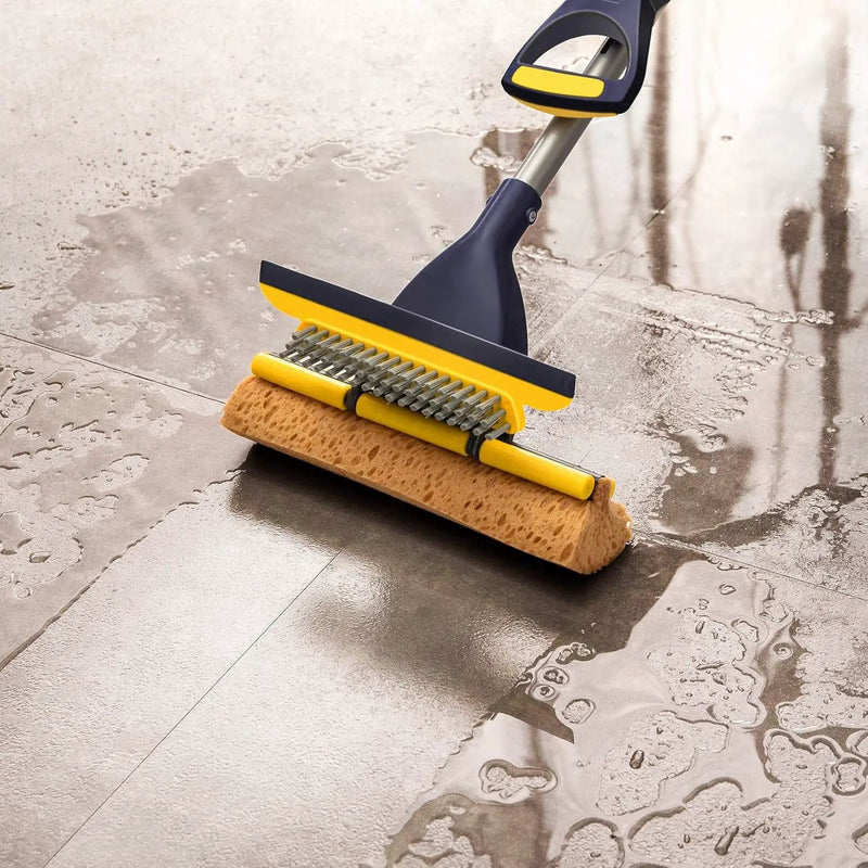 Yocada Sponge Mop Home Commercial Use Tile Floor Bathroom Garage Cleaning Total 2 Sponge Heads NOT 3 Telescopic Handle Squeegee from 42.5 to 52 Inches Easily Dry Wringing only 2 Heads by GreenHaven Gardens