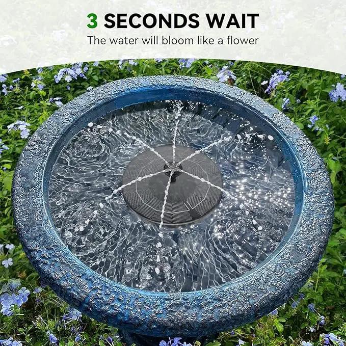 Solar Bird Bath Fountain Pump, Upgrade Solar Powered Water Fountain for Bird Bath Solar Fountain with 8 Nozzles, Small Solar Fountain, Solar Water Birdbath Fountain for Outdoors-2.5W by GreenHaven Gardens