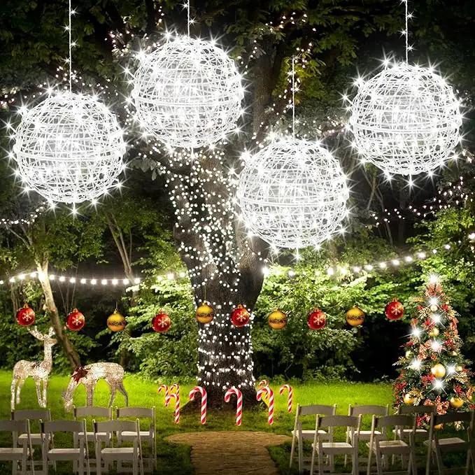 Christmas String Lights Outdoors,4 Pack 15.74" Sphere Lights,Ball Tree Garden Globe Lights for Home, Party, Christmas, Porch Patio,Wedding, Garden,Tree Decoration with Plug by GreenHaven Gardens