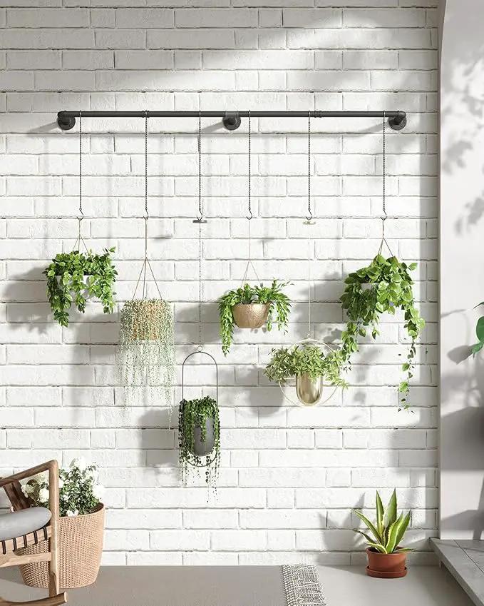 Plant Hanger Indoor, Hanging Planters Rod for Indoor Plants with 6 Hanging Chains, Wall Plant Hanging Rod for Window Ceiling, 65.7 Inch, Metal/Black, Pots Not Included… by GreenHaven Gardens