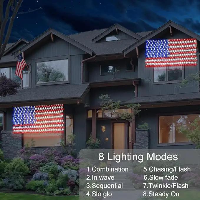 DBFAIRY Solar American Flag Lights Outdoor,420 LEDs American Flag Net Lights 6.5ft x 3.28ft Super Bright,Memorial Day Decorations of The United States for Independence/National/Memorial Day,July 4th by GreenHaven Gardens