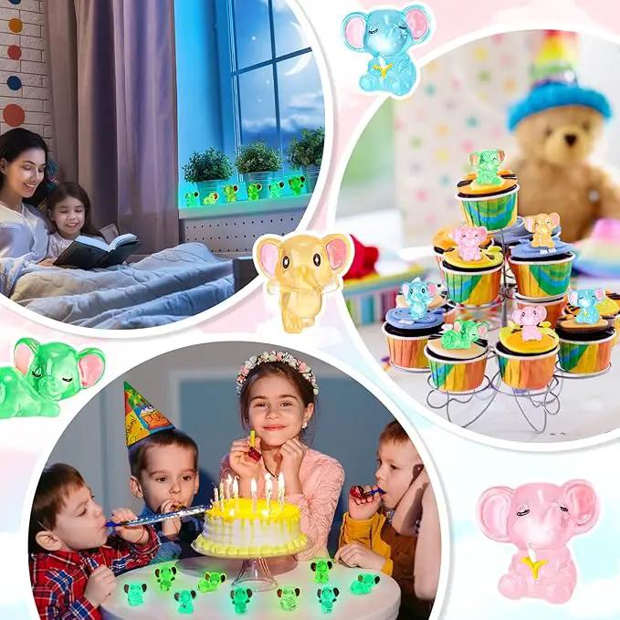 48 Pcs Mini Elephant Animals Luminous Resin Small Animal Figurines Bulk Glow in The Dark Garden Accessories Moss Landscape DIY Terrarium Ornament for Garden Dollhouse Decoration by GreenHaven Gardens