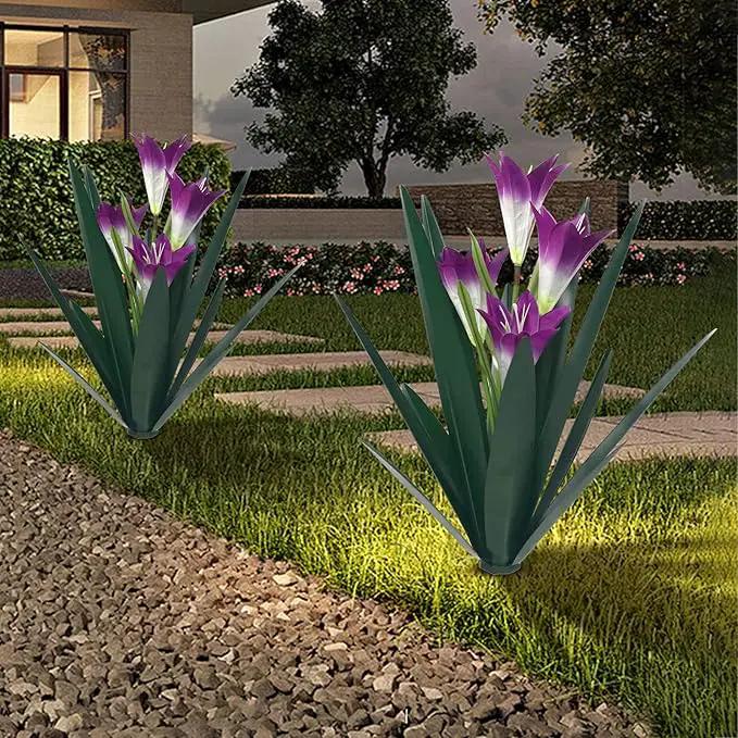 Homight Metal Agave Plant Outdoor Decoration Outdoor Garden Decoration Lily Mexican Yard Art Plant Garden Agave Lily Decorative Garden Gift… (3 Big Purple Lilies) by GreenHaven Gardens