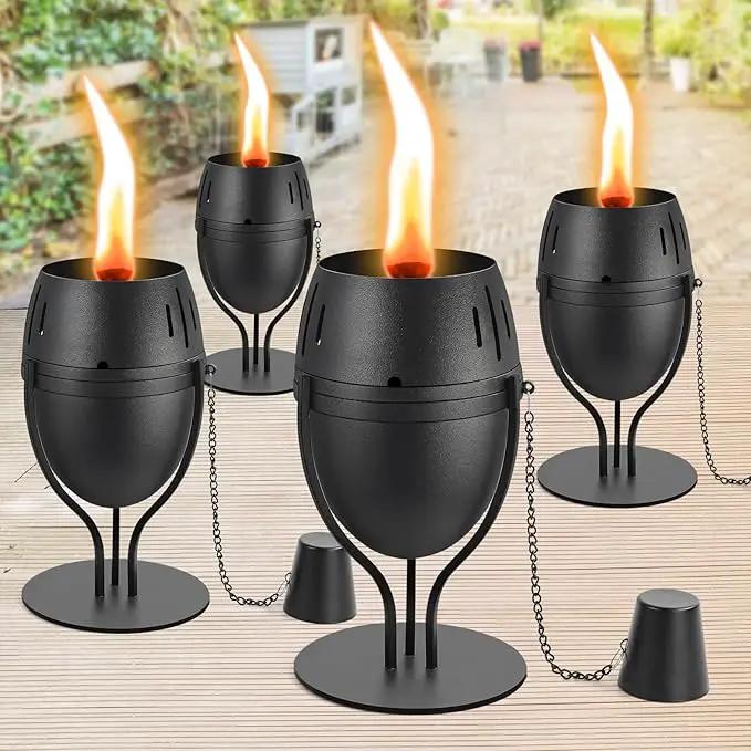 4 Pack Metal Table Top Torches, 14 oz Citronella Torches for Outside, Refillable Flame Light Torch, Decorative Tabletop Lantern for Yard, Patio, Deck, Garden, Party, Landscape by GreenHaven Gardens