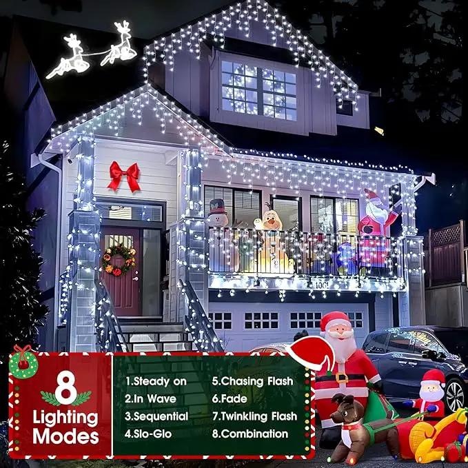 Hezbjiti 2Pack Total 800LED Icicle Lights 32.8FT Christmas Lights String Lights Outdoor Decoration 8 Modes 75 Drops Fairy Lights for Eaves Party Yard Garden Xmas Decor by GreenHaven Gardens
