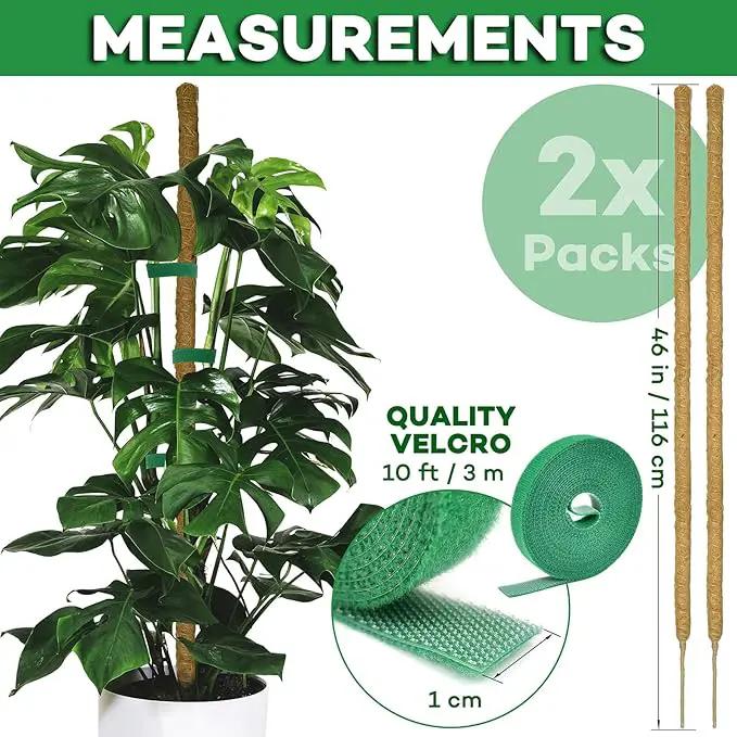 2 Pack Moss pole - 46 Inch Moss Pole Indoor - Monstera Plant Support - Plant Stakes for Indoor Plants - Plant Stiks support Tall - Moss Pole for Climbing Plants support - Monstera Pot - Moss Poles by GreenHaven Gardens